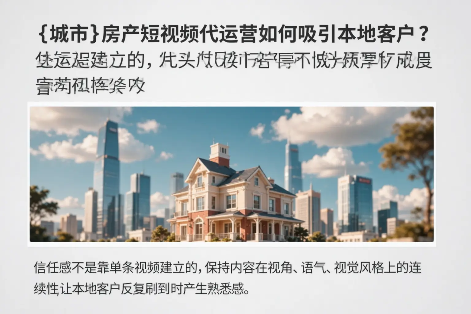 安新房产短视频代运营如何吸引本地客户？